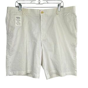NWT Izod Saltwater Stretch Flat Front Washed Chino Cotton Short White Men's 38W